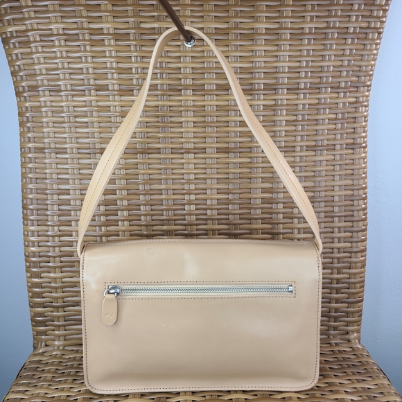 Monsac Original Handbag Purse Shoulder Bag Beige Genuine Leather - Picture 4 of 16